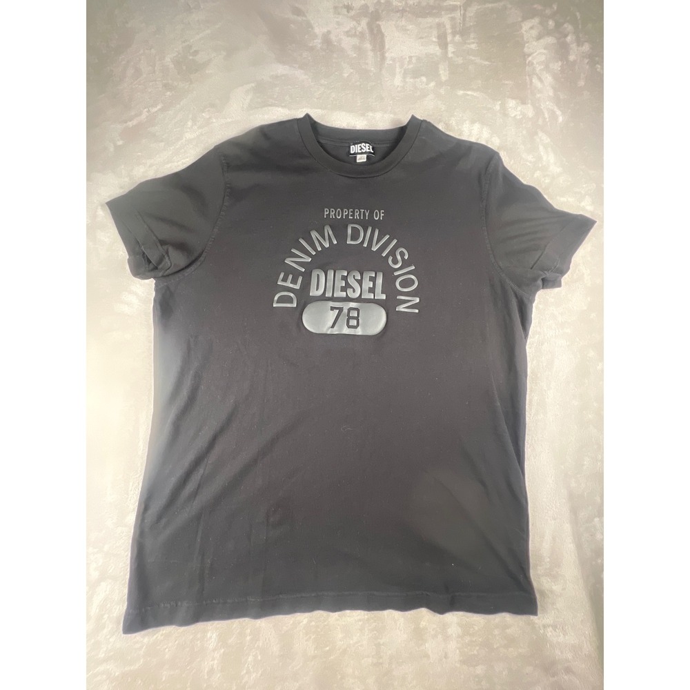 Diesel Denim Division 78 Black Graphic T-Shirt Mens XXL Raised Logo Tee
